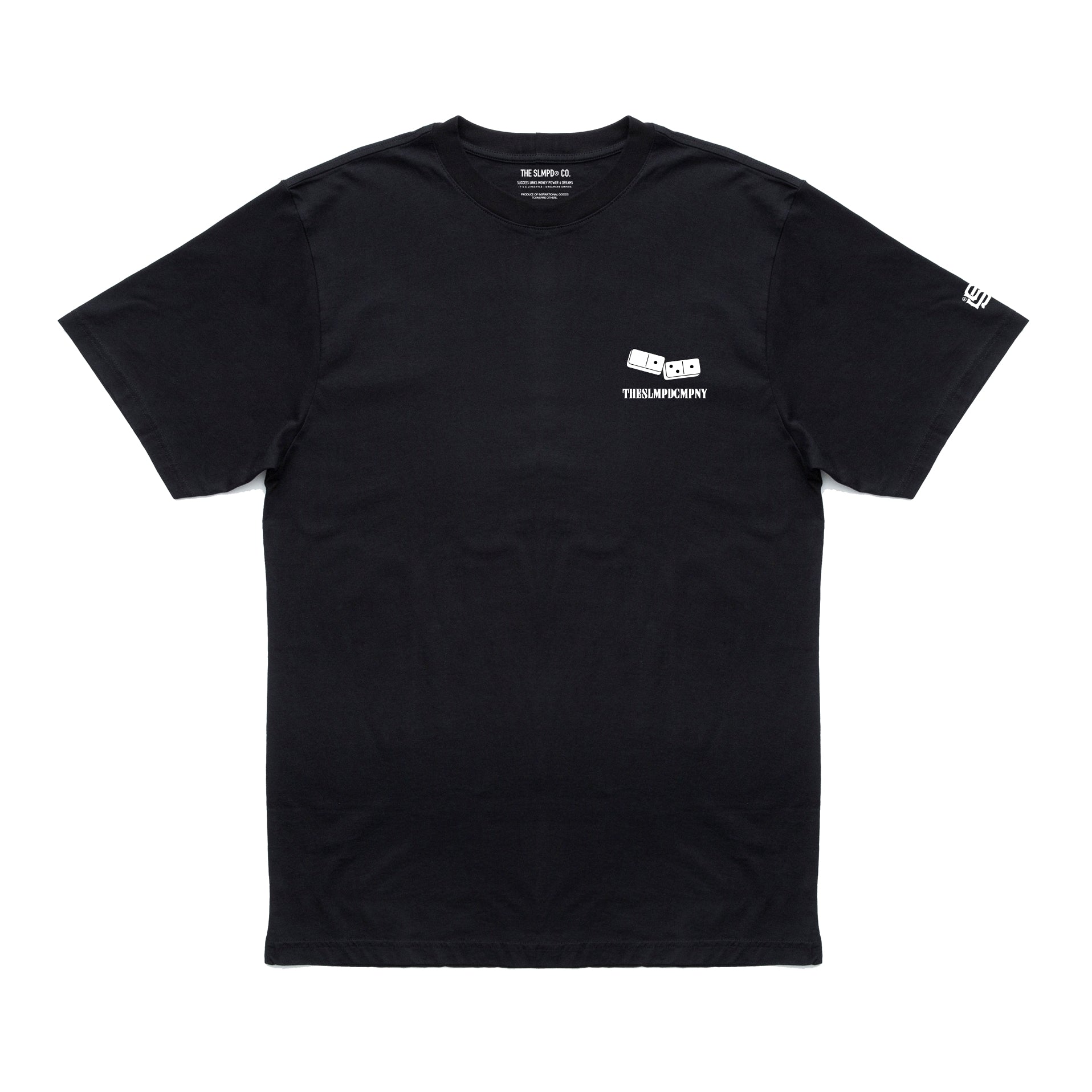 SLMPD DOMINO T SHIRT FROM STREETWEAR BRAND SLMPD CO STREET WEAR GARMENT CLOTHING APPAREL SLMPDCO BLACK TEE
