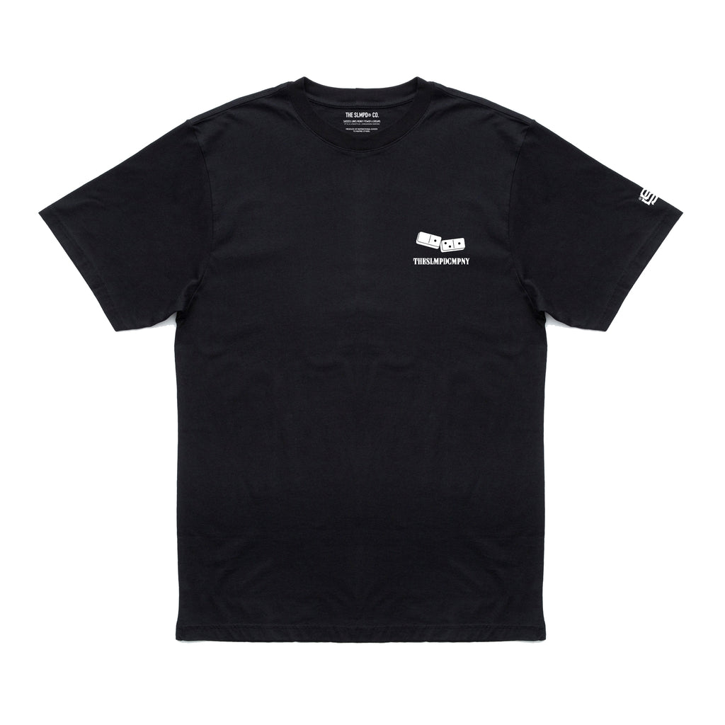 SLMPD DOMINO T SHIRT FROM STREETWEAR BRAND SLMPD CO STREET WEAR GARMENT CLOTHING APPAREL SLMPDCO BLACK TEE